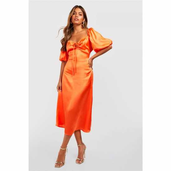 Дамски поли и рокли Influence Satin Midi Drs Ld99 Orange Influence Satin Midi Drs Ld99 Orange Дамски поли и рокли