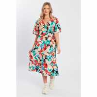 Influence V Neck Midi Drs Ld99  Дамски поли и рокли