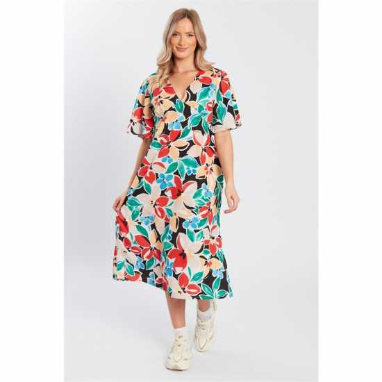 Influence V Neck Midi Drs Ld99  Дамски поли и рокли