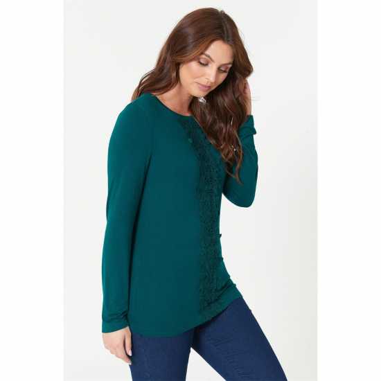Дамски тениски и фланелки Горнище С Дълъг Ръкав Be You Crochet Trim Long Sleeve Top Горнище С Дълъг Ръкав Be You Crochet Trim Long Sleeve Top Дамски тениски и фланелки