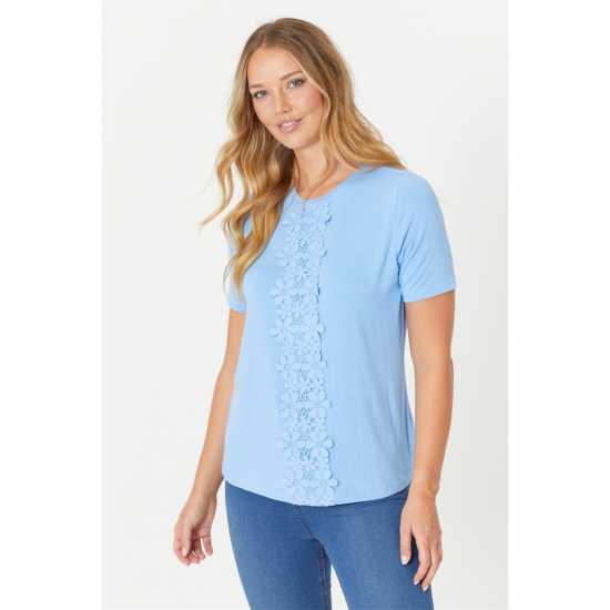 Be You Crochet Trim T-Shirt  Дамски пуловери и жилетки