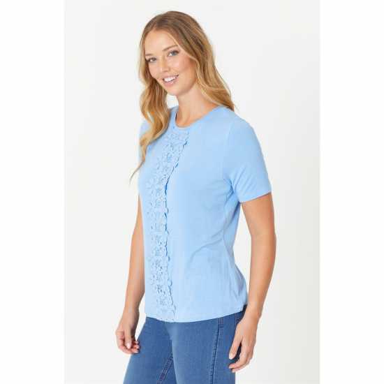 Be You Crochet Trim T-Shirt  Дамски пуловери и жилетки