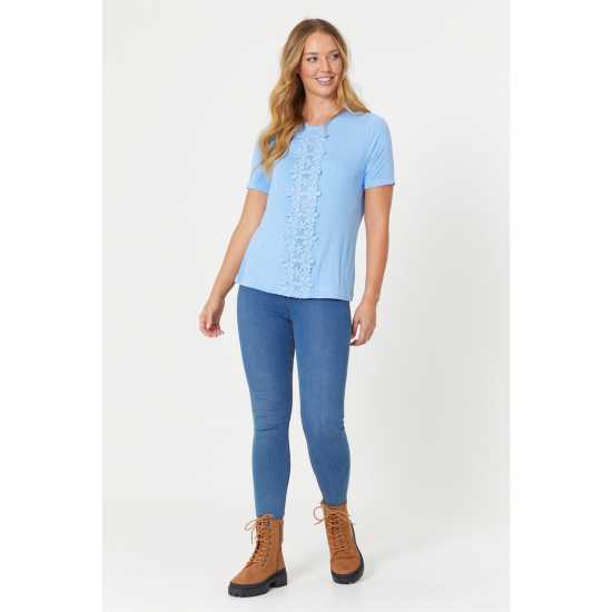 Be You Crochet Trim T-Shirt  Дамски пуловери и жилетки