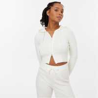 Knitted Zip Hoody Ld10 Vintage White Дамски суичъри и блузи с качулки