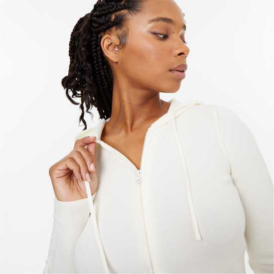 Jack Wills Knitted Zip Hoodie Винтажно бяло Дамски суичъри и блузи с качулки