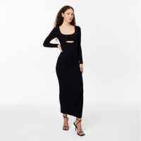 Jack Wills Cut Out Midaxi Dress Черно Дамски пуловери и жилетки