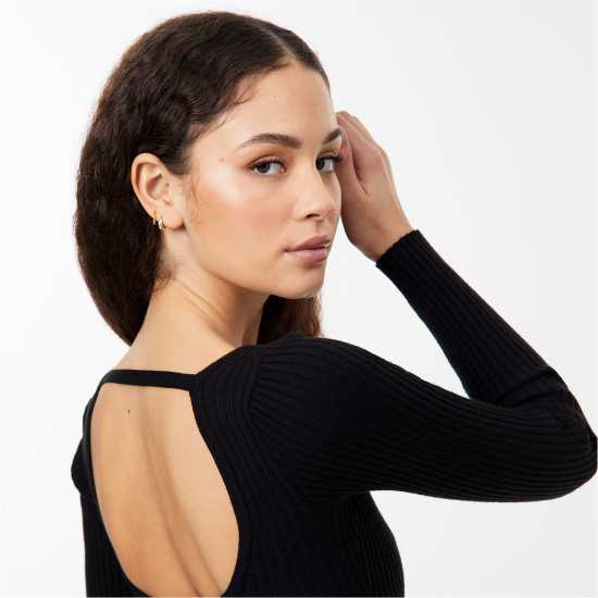 Jack Wills Cut Out Midaxi Dress Черно Дамски пуловери и жилетки
