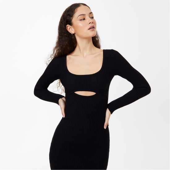 Cut Out Midaxi Dress Black Дамски пуловери и жилетки