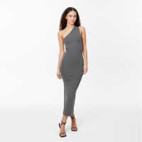 Средна Рокля Jack Wills Knitted Asymmetric Cut Out Midi Dress Затихнал каки Дамски пуловери и жилетки