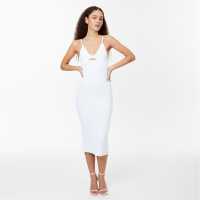 Средна Рокля Jack Wills Cut Out Midi Dress Винтажно бяло Дамски пуловери и жилетки