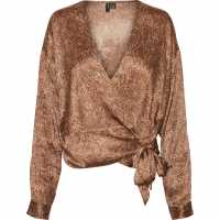 Vero Moda Vm Snakey Wrap Top Ld99 Сребриста Минк Дамски тениски и фланелки