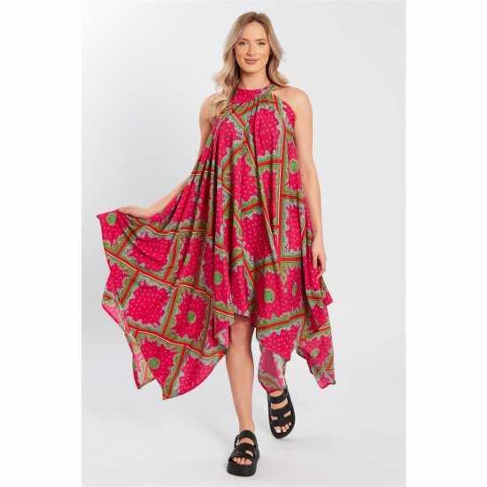 Violet Romance Hltr Nk Mdi Drs Ld99 Розово Дамски поли и рокли