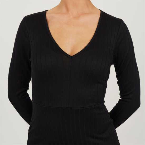 Brave Soul Long Sleeve Mini Dress Black 