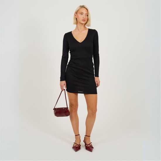 Brave Soul Long Sleeve Mini Dress Black 