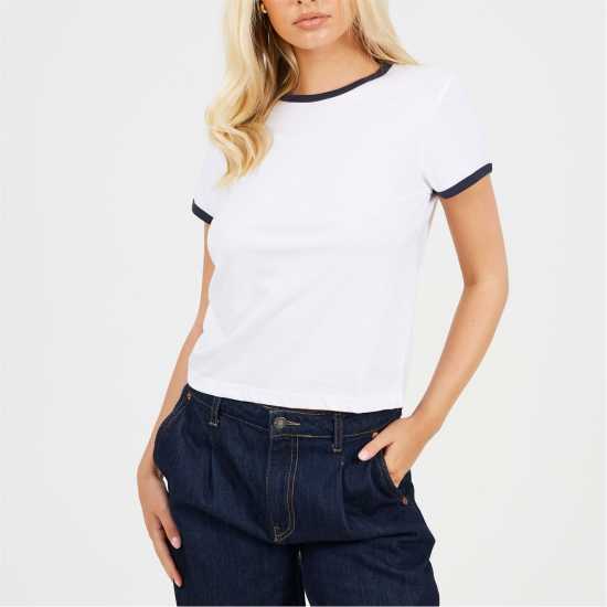 Brave Soul Ringer T-Shirt Бяло/Морско синьо Brave Soul Ringer T-Shirt Бяло/Морско синьо