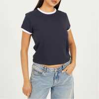 Brave Soul Ringer T-Shirt Морско синьо/Бяло 