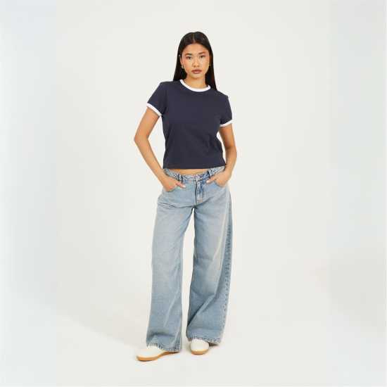 Brave Soul Ringer T-Shirt Морско синьо/Бяло Brave Soul Ringer T-Shirt Морско синьо/Бяло