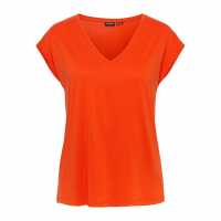 Pieces Knit T-Shirt Ld99 Танжерин Танго Дамски тениски и фланелки