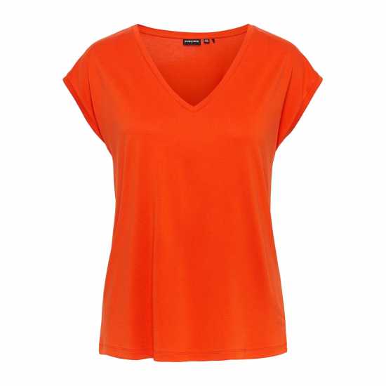 Pieces Knit T-Shirt Ld99 Танжерин Танго Дамски тениски и фланелки
