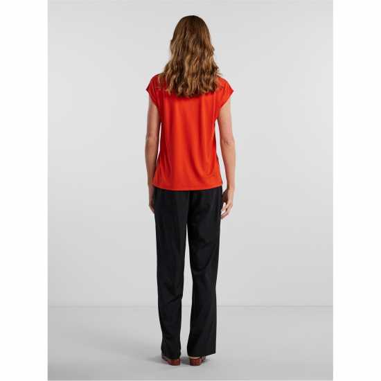 Pieces Knit T-Shirt Ld99 Танжерин Танго Дамски тениски и фланелки