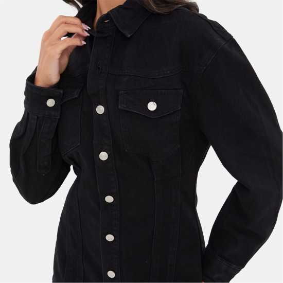 I Saw It First Denim Mini Dress Черно 