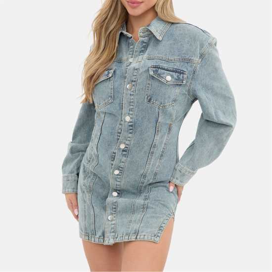Isif Denim Dress Ld53  Дамски поли и рокли