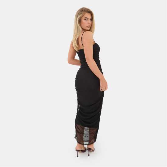 Средна Рокля Mesh Ruched Midi Dress Средна Рокля Mesh Ruched Midi Dress