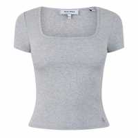 Jack Wills Neck Short Sleeve T-Shirt Сив марл Дамски тениски и фланелки