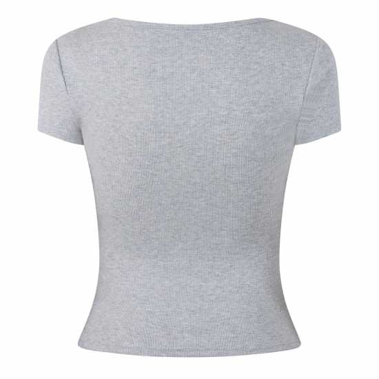 Дамски тениски и фланелки Jack Wills Neck Short Sleeve T-Shirt Сив марл Jack Wills Neck Short Sleeve T-Shirt Сив марл Дамски тениски и фланелки