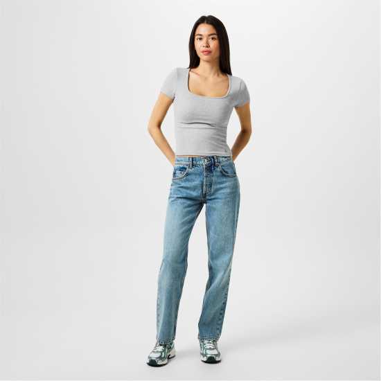 Дамски тениски и фланелки Jack Wills Neck Short Sleeve T-Shirt Сив марл Jack Wills Neck Short Sleeve T-Shirt Сив марл Дамски тениски и фланелки