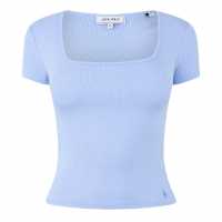 Jack Wills Neck Short Sleeve T-Shirt Синьо на Брънера Дамски тениски и фланелки