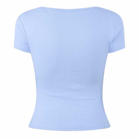 Jack Wills Neck Short Sleeve T-Shirt Синьо на Брънера Дамски тениски и фланелки