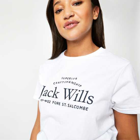 Jack Wills Forstal Boyfriend T-Shirt Ladies Бяло 