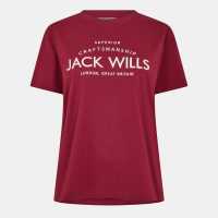 Jack Wills Forstal Boyfriend T-Shirt Ladies Вино 