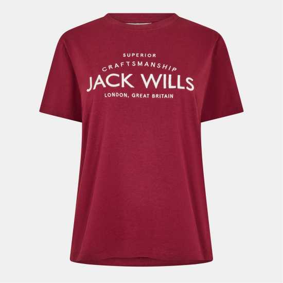 Jack Wills Forstal Boyfriend T-Shirt Ladies Вино 