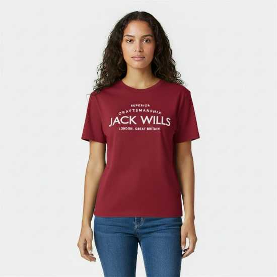 Jack Wills Forstal Boyfriend T-Shirt Ladies Вино 