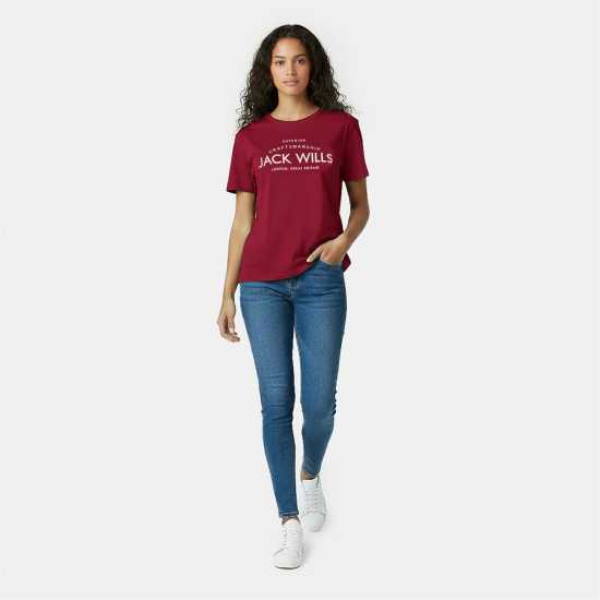 Jack Wills Forstal Boyfriend T-Shirt Ladies Вино 