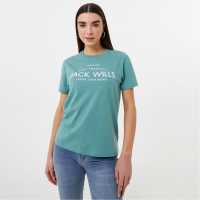 Jack Wills Forstal Boyfriend Logo T-Shirt Bijou Blue Дамски тениски и фланелки