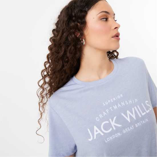Jack Wills Forstal Boyfriend Logo T-Shirt Soft Blue Дамски тениски и фланелки