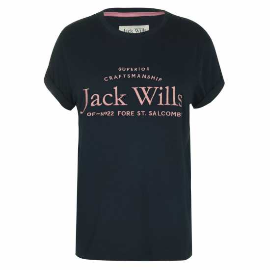 Jack Wills Forstal Boyfriend T-Shirt Ladies Морска синьо 