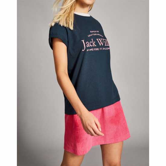 Jack Wills Forstal Boyfriend T-Shirt Ladies Морска синьо 