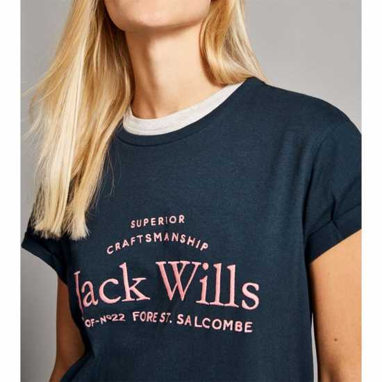 Jack Wills Forstal Boyfriend T-Shirt Ladies Морска синьо 