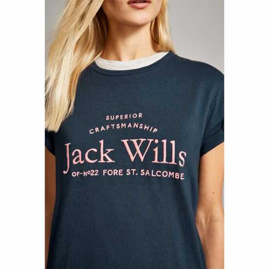 Jack Wills Forstal Boyfriend T-Shirt Ladies Морска синьо 