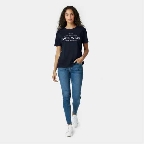 Jack Wills Forstal Boyfriend T-Shirt Ladies Морска синьо 