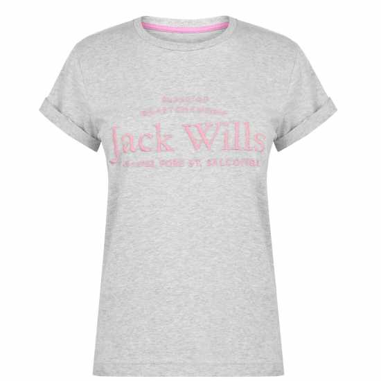 Jack Wills Forstal Boyfriend T-Shirt Ladies Сив марл 