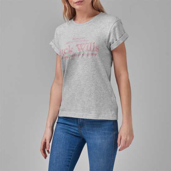 Jack Wills Forstal Boyfriend T-Shirt Ladies Сив марл 