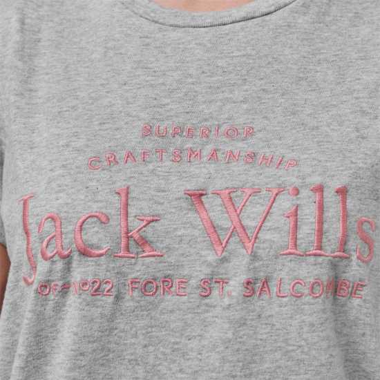 Jack Wills Forstal Boyfriend T-Shirt Ladies Сив марл Jack Wills Forstal Boyfriend T-Shirt Ladies Сив марл