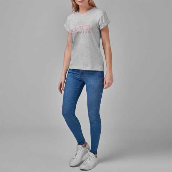 Jack Wills Forstal Boyfriend T-Shirt Ladies Сив марл 