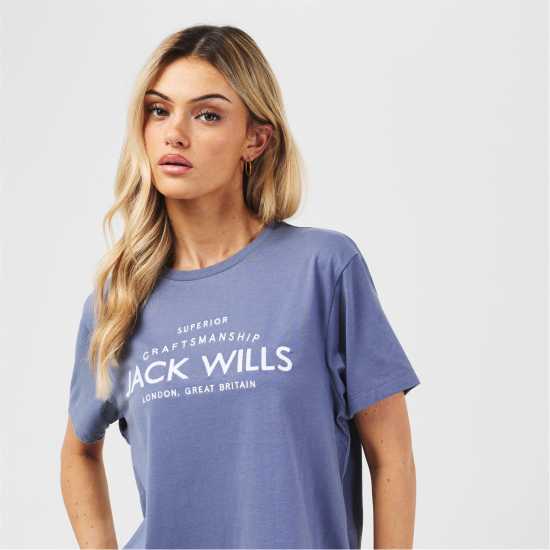 Jack Wills Forstal Boyfriend T-Shirt Ladies Съмръчно синьо 