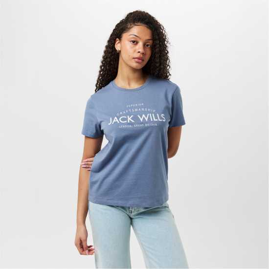 Jack Wills Forstal Boyfriend T-Shirt Ladies Синьо лилаво 